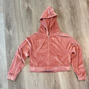 Victoria's Secret Velvet Hooded Zip-Up Jacket in Dusty Peach